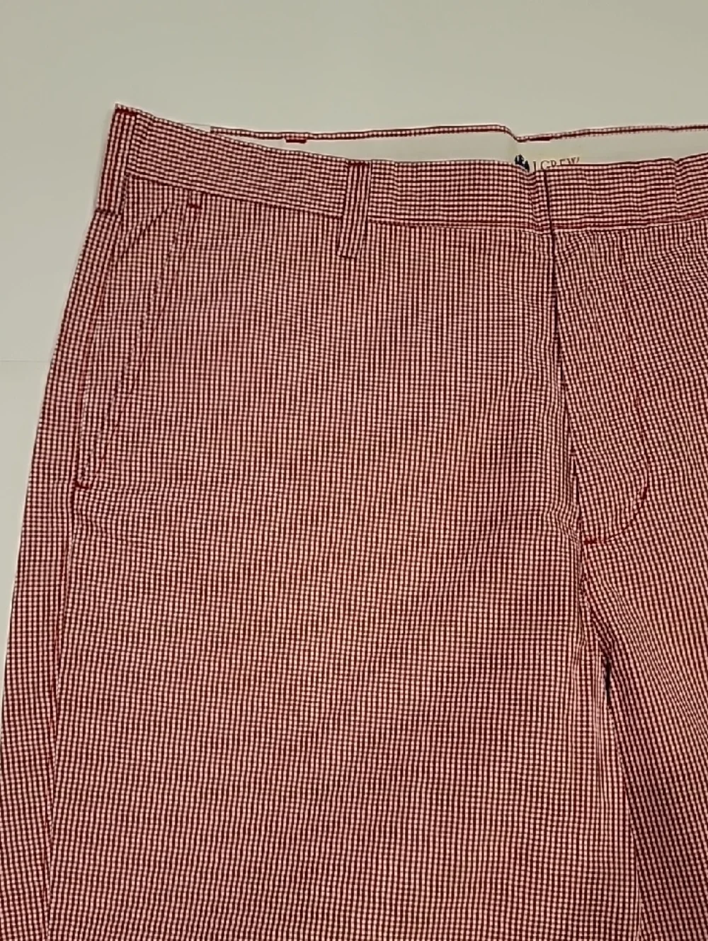 J. Crew Men's Red Micro-Check Flat Front Shorts 38 All Cotton